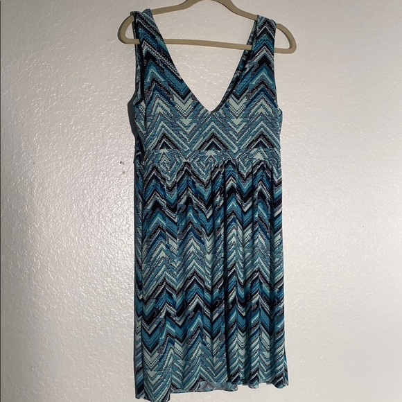 Chevron Patterned Blue Dress Size XL - Picture 2 of 5